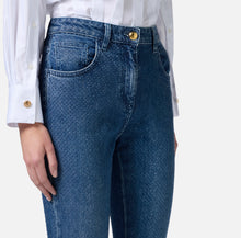 Load image into Gallery viewer, Cotton denim trousers with rhinestones

