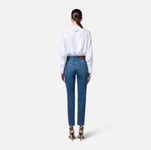 Load image into Gallery viewer, Cotton denim trousers with rhinestones
