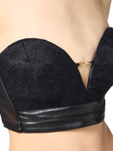 Load image into Gallery viewer, Bustier top in floral lace with jewel logo
