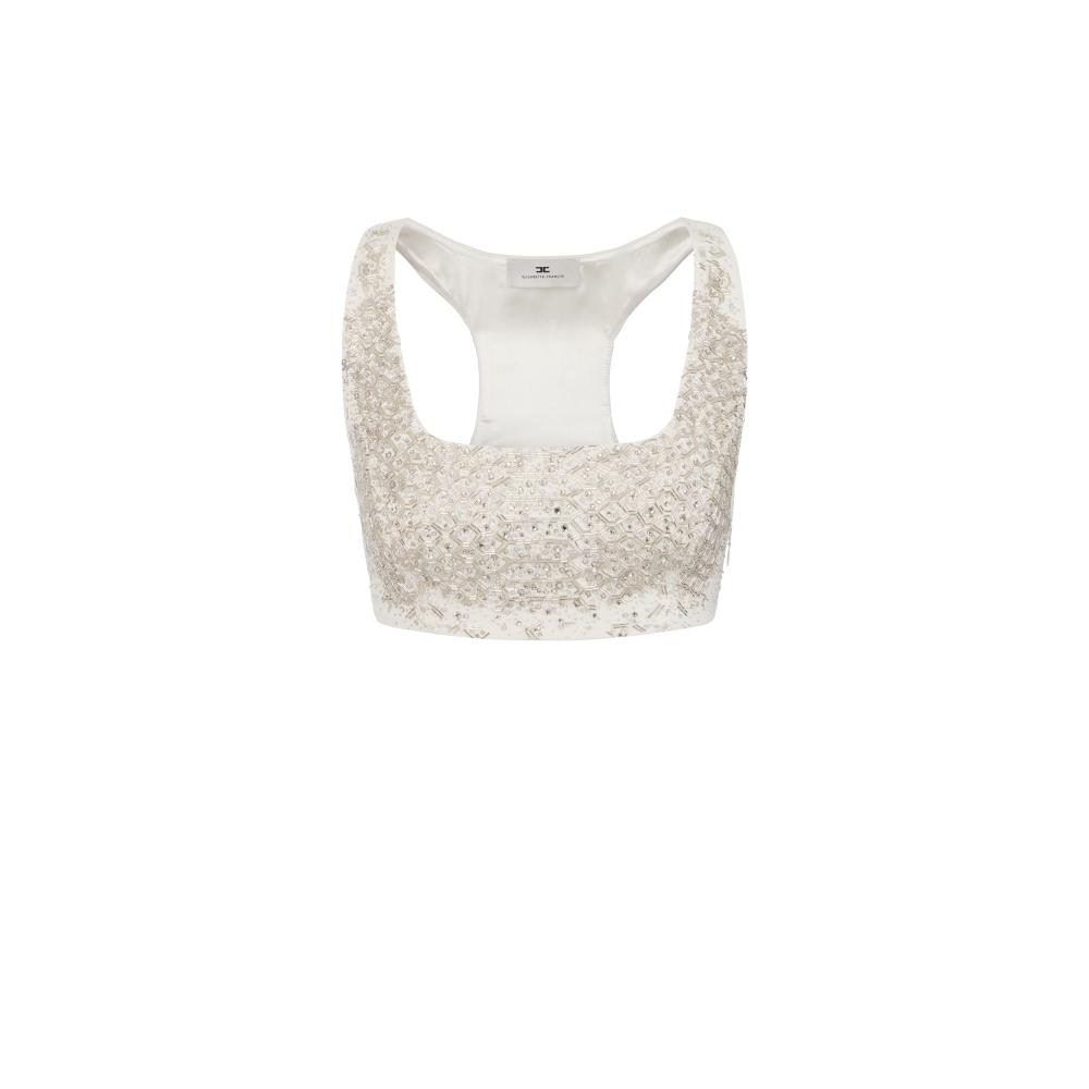Top in lightweight crêpe fabric with crystals