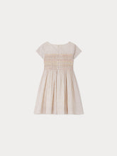 Load image into Gallery viewer, Duchesse smocked and embroidered dress in checked fabric
