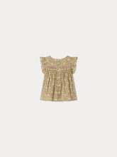 Load image into Gallery viewer, Naomie blouse smocked and hand-embroidered in Liberty organic cotton fabric
