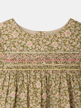 Load image into Gallery viewer, Naomie blouse smocked and hand-embroidered in Liberty organic cotton fabric
