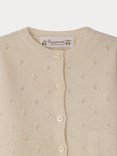Load image into Gallery viewer, Laelia cardigan with round neck and pointelle knit in cashmere
