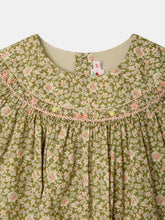 Load image into Gallery viewer, Amantine dress smocked and hand-embroidered in Liberty organic cotton fabric

