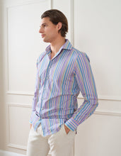 Load image into Gallery viewer, RAINBOW STRIPE ONE PIECE SPREAD COLLAR SHIRT
