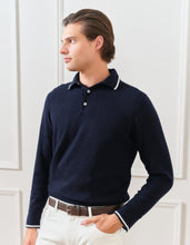 Load image into Gallery viewer, 100% Extra fine Italian cashmere polo sweater with tipping
