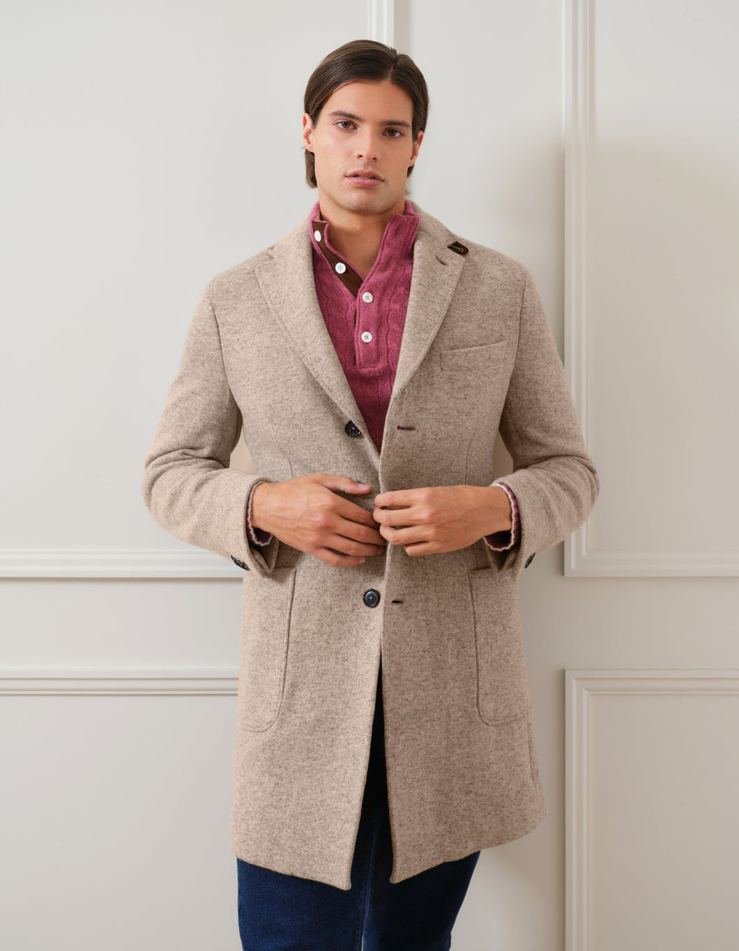 DOUBLE FACE ITALIAN WOOL KNIT OVERCOAT