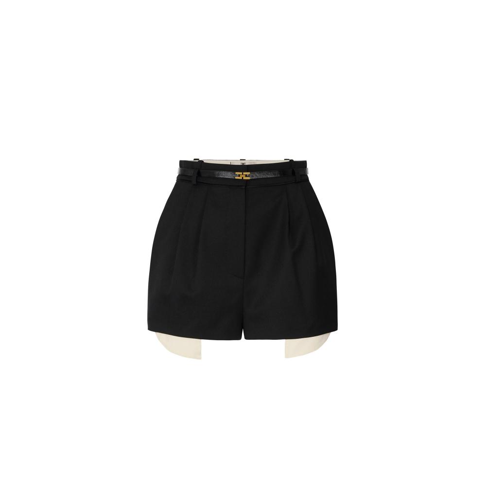 Cool wool shorts with satin details