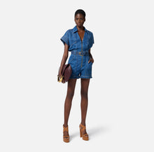 Load image into Gallery viewer, Denim romper suit with belt
