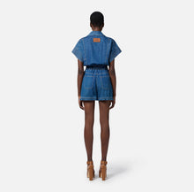 Load image into Gallery viewer, Denim romper suit with belt
