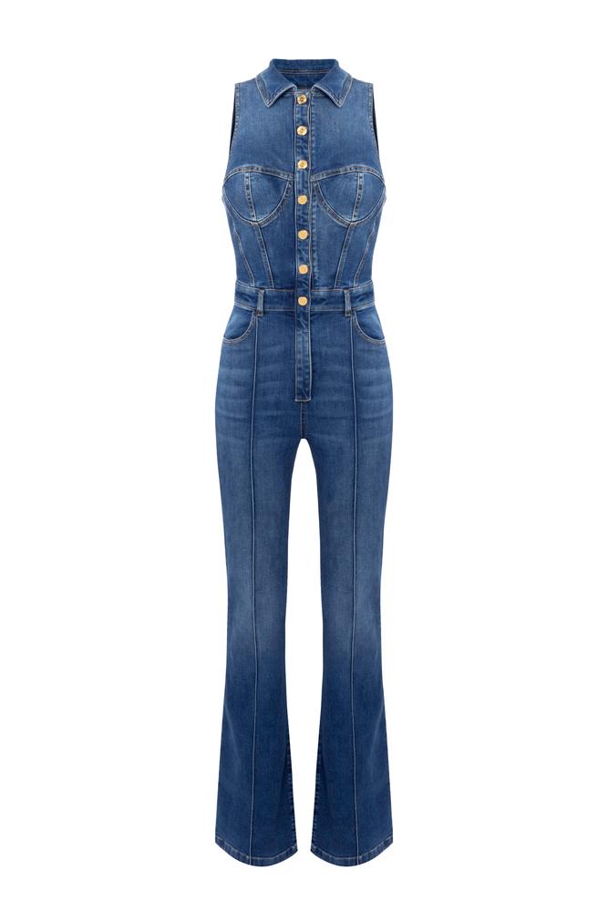 Denim bustier jumpsuit