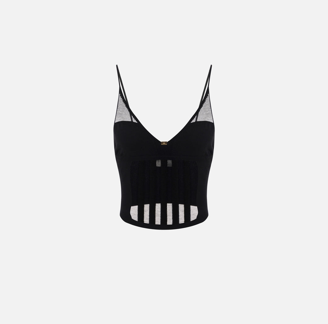Top with transparency details and corset cuts