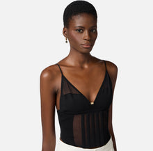 Load image into Gallery viewer, Top with transparency details and corset cuts
