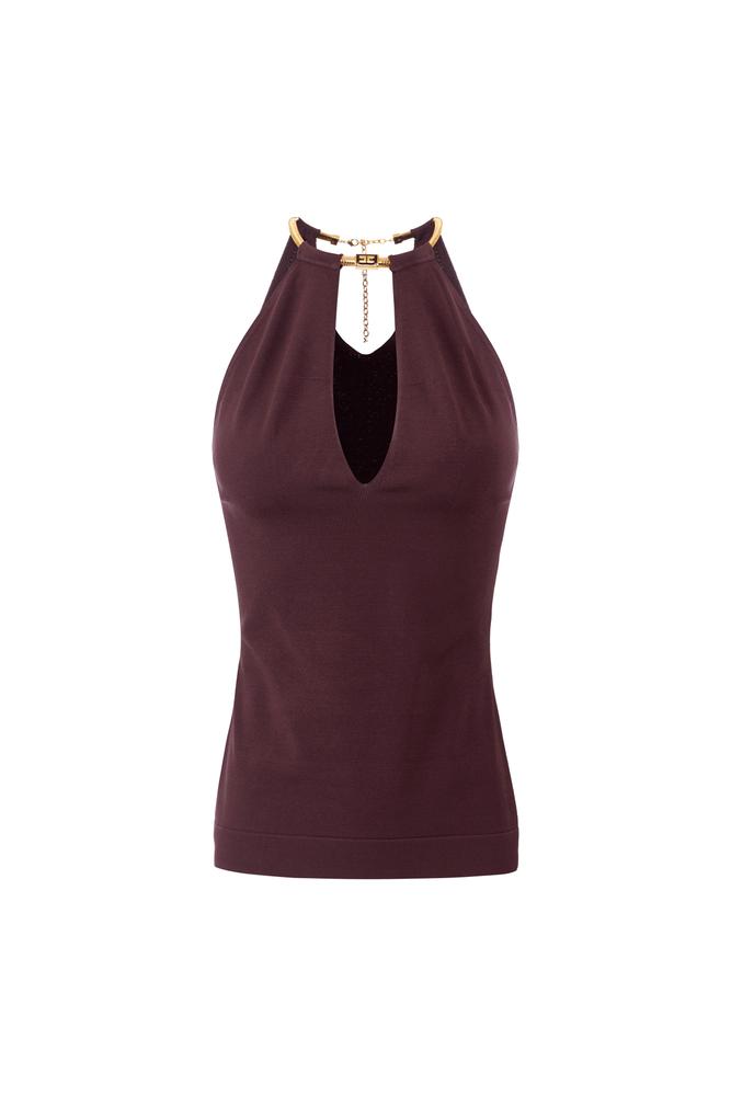 Knit top with jewel snake