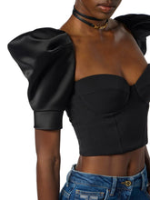 Load image into Gallery viewer, Top in crêpe and duchess satin fabrics
