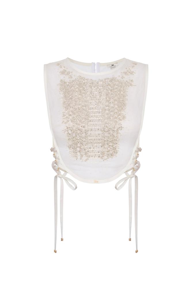 Organza bib with crystals