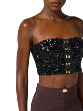 Load image into Gallery viewer, Top with sequins and jewel clasps

