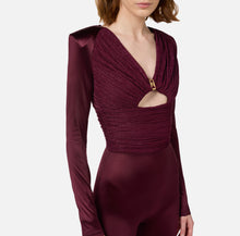 Load image into Gallery viewer, Shiny Lycra jumpsuit with pleated inserts
