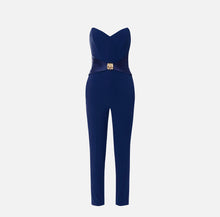 Load image into Gallery viewer, Flowing crêpe jumpsuit with macro bow
