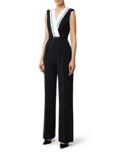 Load image into Gallery viewer, Jumpsuit in lightweight crêpe fabric with tuxedo details
