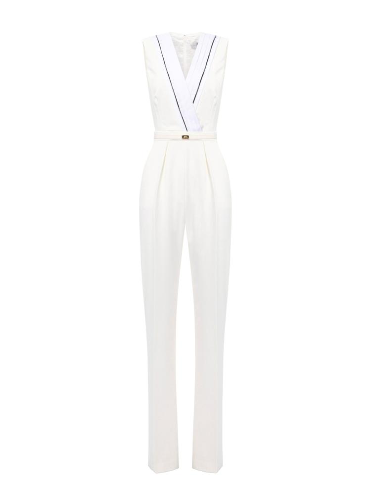 Jumpsuit in lightweight crêpe fabric with tuxedo details