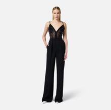 Load image into Gallery viewer, Jumpsuit in lightweight crêpe fabric with floral embroideries
