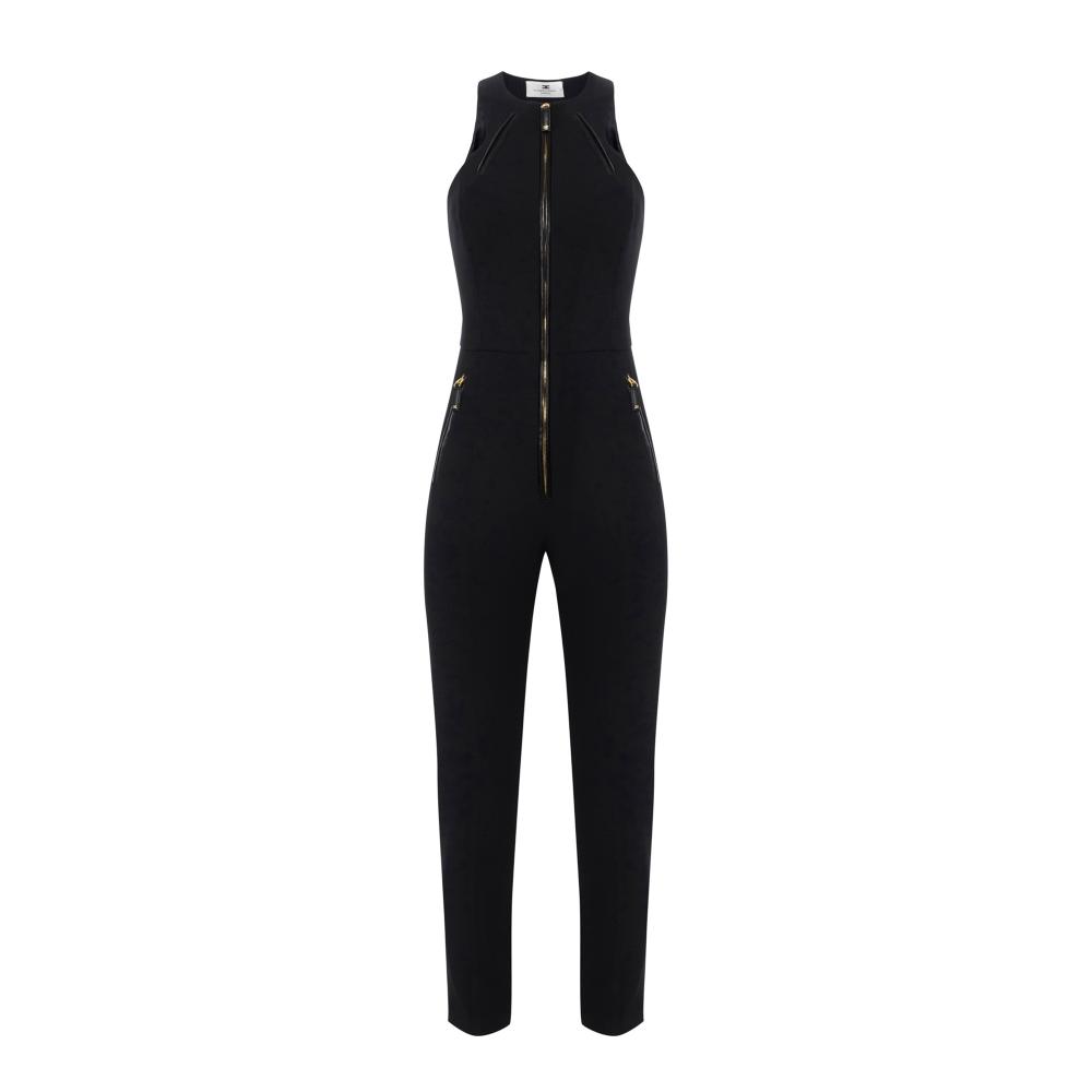 Jumpsuit in double-layer crêpe fabric with zip details