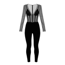 Load image into Gallery viewer, Jumpsuit in tulle and velvet fabrics with vinyl details
