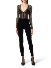 Load image into Gallery viewer, Jumpsuit in tulle and velvet fabrics with vinyl details
