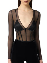 Load image into Gallery viewer, Jumpsuit in tulle and velvet fabrics with vinyl details
