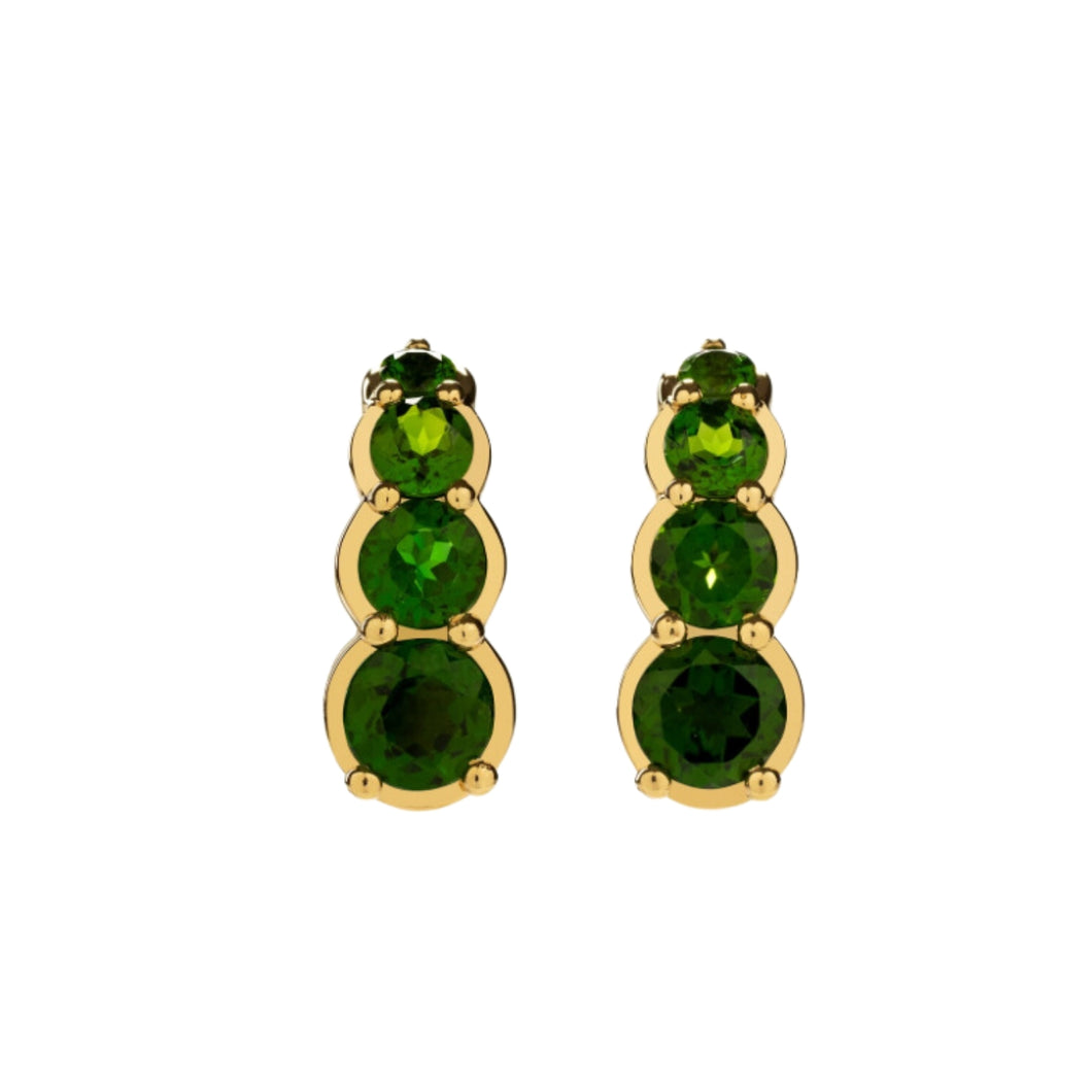 18k yellow gold earring with Diopside and diamond