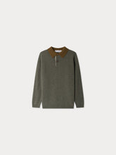 Load image into Gallery viewer, Jameson Khaki Cashmere Contrast Collar Sweater
