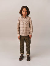 Load image into Gallery viewer, Beige plaid pointed collar tango shirt
