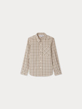 Load image into Gallery viewer, Beige plaid pointed collar tango shirt
