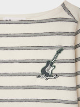 Load image into Gallery viewer, Baudelaire striped t-shirt with guitar embroidery in organic cotton

