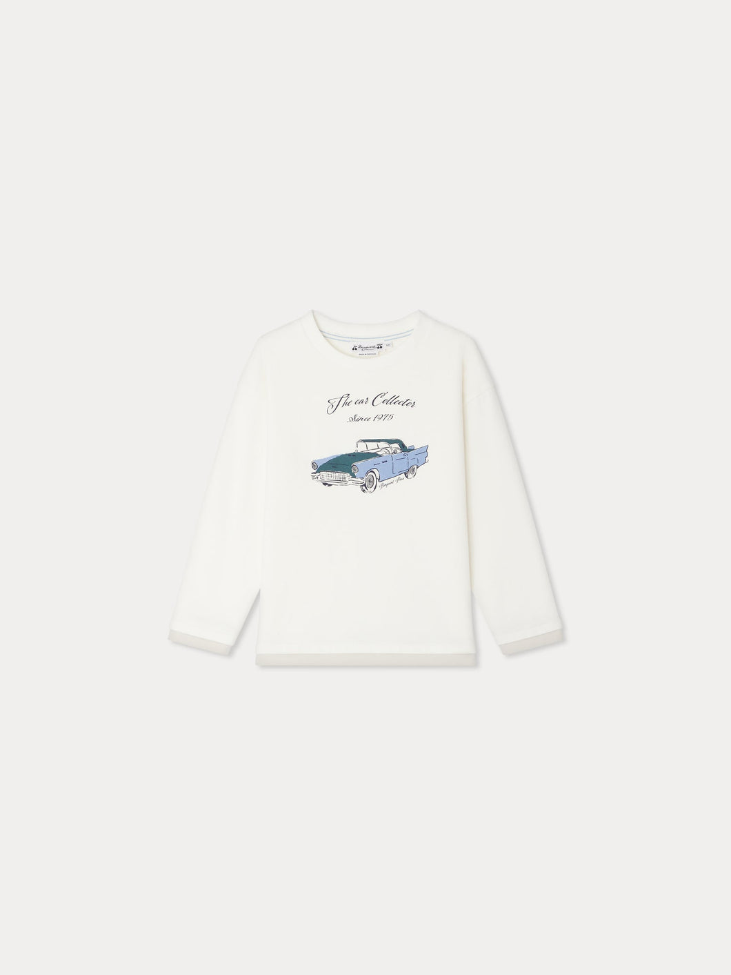 Batholome white t-shirt with car print in organic cotton