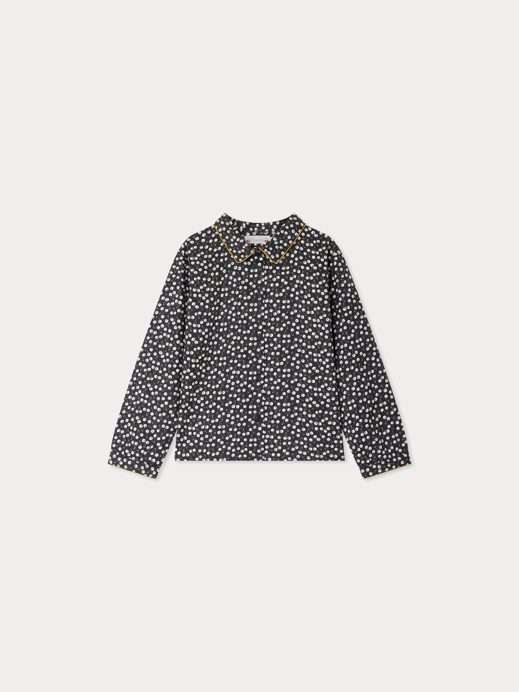 Organic cotton cherry print hyacinth blouse