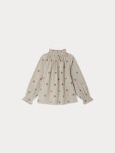 Load image into Gallery viewer, Jordana ruffled blouse in organic cotton with cherry embroidery
