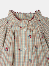 Load image into Gallery viewer, Jordana ruffled blouse in organic cotton with cherry embroidery
