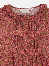 Load image into Gallery viewer, Gentle smocked and embroidered blouse in Liberty fabric in organic cotton

