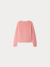 Load image into Gallery viewer, Josiane cardigan with fancy stitch in pink cashmere
