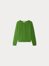 Load image into Gallery viewer, Josiane cardigan with fancy stitch in green cashmere
