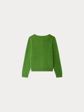 Load image into Gallery viewer, Josiane cardigan with fancy stitch in green cashmere
