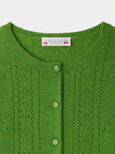 Load image into Gallery viewer, Josiane cardigan with fancy stitch in green cashmere
