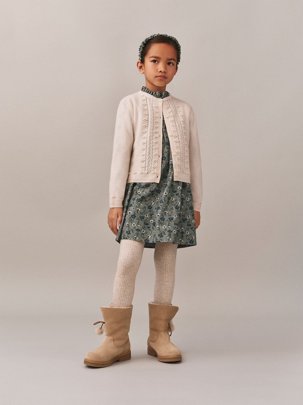 Juka cardigan with fancy stitch in wool and cashmere
