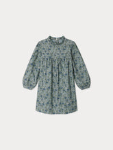 Load image into Gallery viewer, Topaz dress with embroidered collar and pleated Liberty velvet fabric
