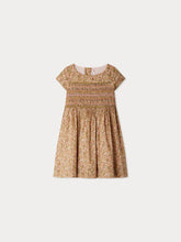Load image into Gallery viewer, Smocked and embroidered Duchess dress in Liberty fabric in organic cotton
