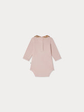 Load image into Gallery viewer, Pink Swan bodysuit with Liberty fabric collar in organic cotton
