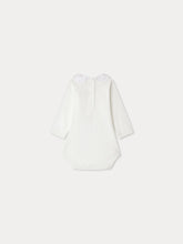 Load image into Gallery viewer, Swan bodysuit with strawberry embroidered collar in organic cotton
